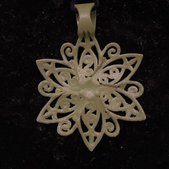19” Bohemian braided necklace & 2” green enameled open scroll work pendant - Picture 5 of 10